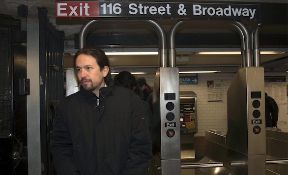 Pablo Iglesias fotografiado en el metro de Nueva York. Efe