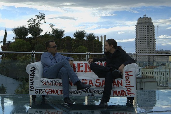 Risto Mejide durante su entrevista a Pablo Iglesias, lder de Podemos. Foto: Mediaset