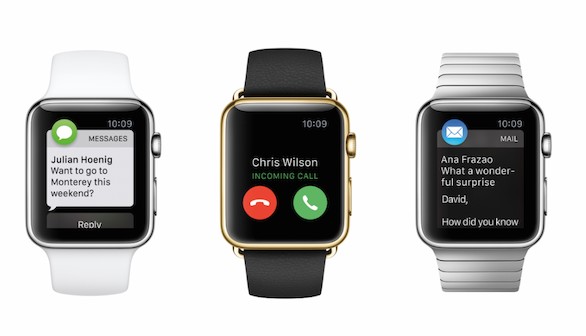 Tres ejemplos del reloj inteligente de Apple. Foto: Apple