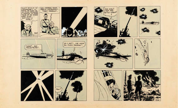 Doble plancha del lbum de Tintin. Foto: Sotheby