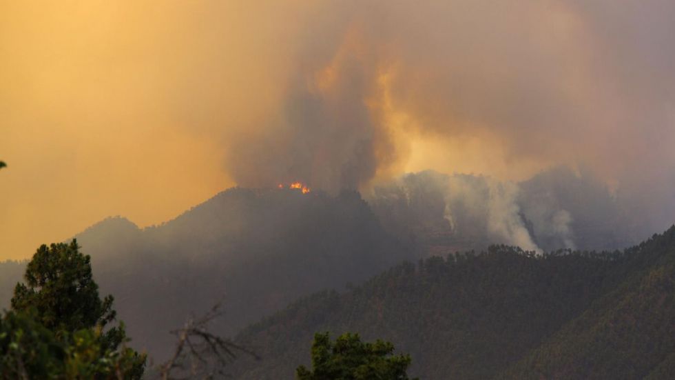 El incendio de La Palma ralentiza su avance, pero ya afecta también al Parque Nacional