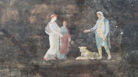 Descubren en Pompeya un salón de banquetes con frescos sobre la guerra de Troya