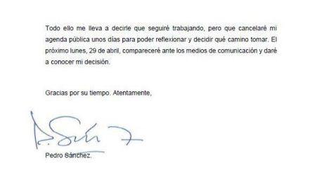 Carta íntegra de Pedro Sánchez a la ciudadanía