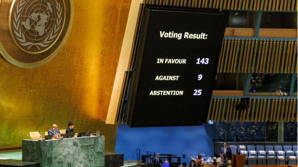 Una mayoría de 143 países vota a favor de la integración de Palestina en la ONU