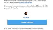 Instagram reabre la cuenta de Fallarás que fue cerrada durante una tres horas