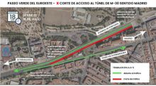 Obras de la A-5: cortado el acceso al túnel de la M-30 en sentido Madrid hasta finales de agosto