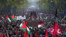 Miles de manifestantes propalestinos protestan en las calles de Barcelona y Madrid