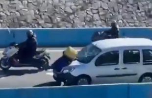 Detenido tras circular 4 kilómetros con un repartidor de Glovo sobre el capó por la A-7