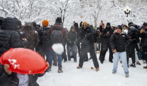 Detenido por 'agredir' a policías en una batalla de bolas de nieve en Nueva York