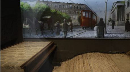 Restos del tranvía de Madrid y de los canales de agua bajo un aparcamiento del centro
