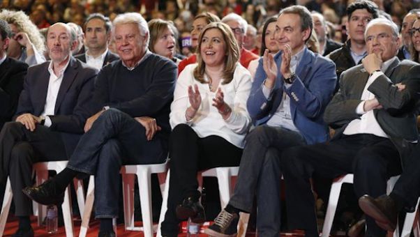 Felipe González, Alfonso Guerra, José Luis Rodríguez Zapatero y Alfredo Pérez Rubalcaba, entre otros, respaldan a la presidenta de la Junta de Andalucía.